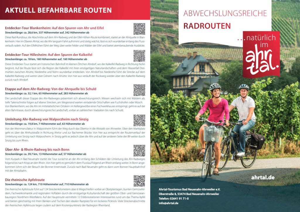 Radfahren und Radrouten an der Ahr Vorderseite